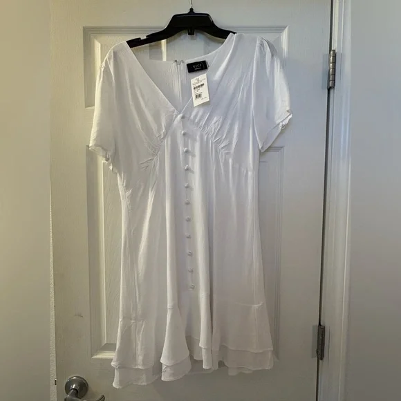 knee length dresses for ladies Sailor Sweetheart Linen Blend Waist Tie Mini Shirt Dress  VICI